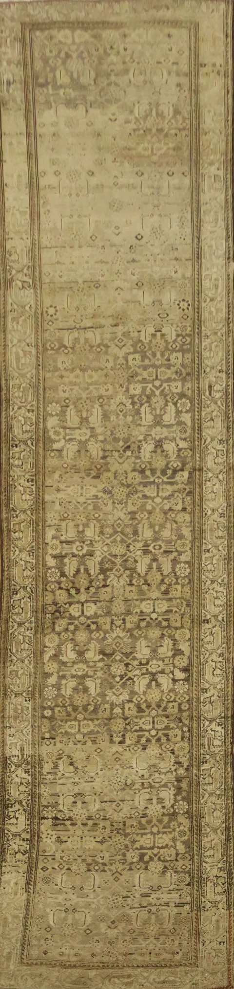 Vintage distressed Wool Hamedan Persian Runner Rug 4x16