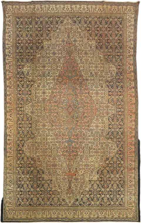 Rare Antique Geometric Vegetable Dye Wool Bibikabad Persian Area Rug 8x13