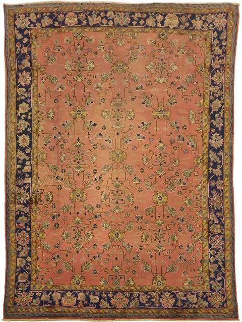Antique Pre 1900 Wool Oushak Turkish Area Rug 9x12