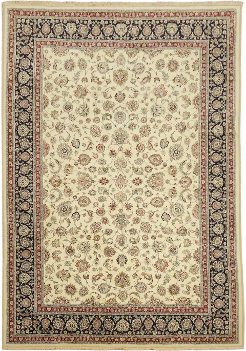 Fine Luxuriest Cream Persian Vegetables Dye Mashad Large Wool Rug 12x16