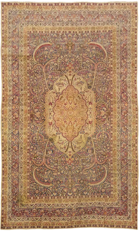 re1900 Vegetable Dye Antique Wool Floral Kerman Persian Large Rug 10x17