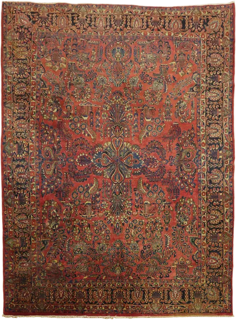 Old Vintage Tribal Wool Sarouk Persian Area Rug 9x12
