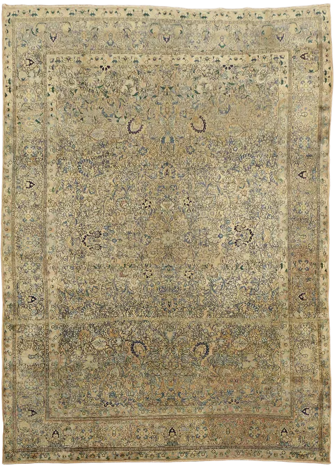 Antique Vegetable Dye Tribal Wool Kerman Persian Area Rug 9x12