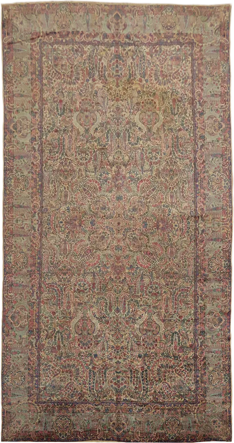 Pre-1900 Antique Kerman Persian Large Wool Rug 10x18