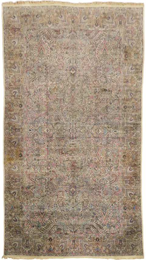 Pre-1900 Antique Kerman Persian Large Wool Rug 13x24