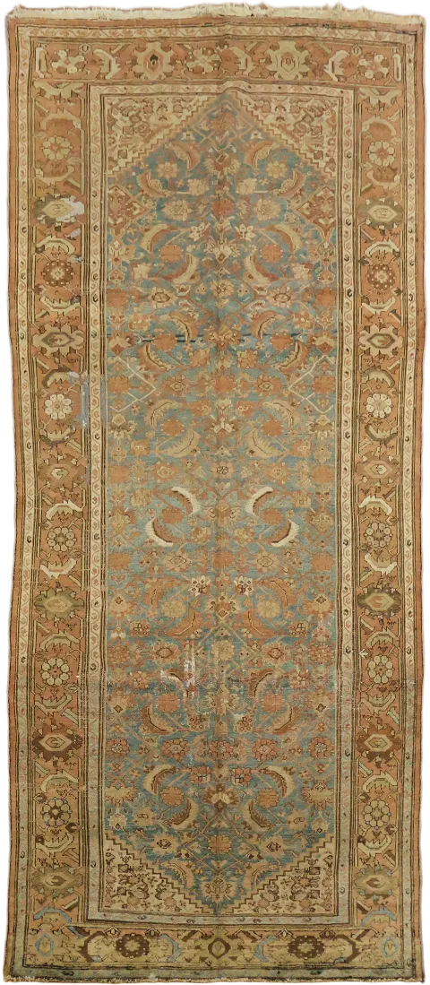 Pre1900 Vegetable Dye Antique Wool Heriz Bakhshayesh Serapi Area Rug 5x11