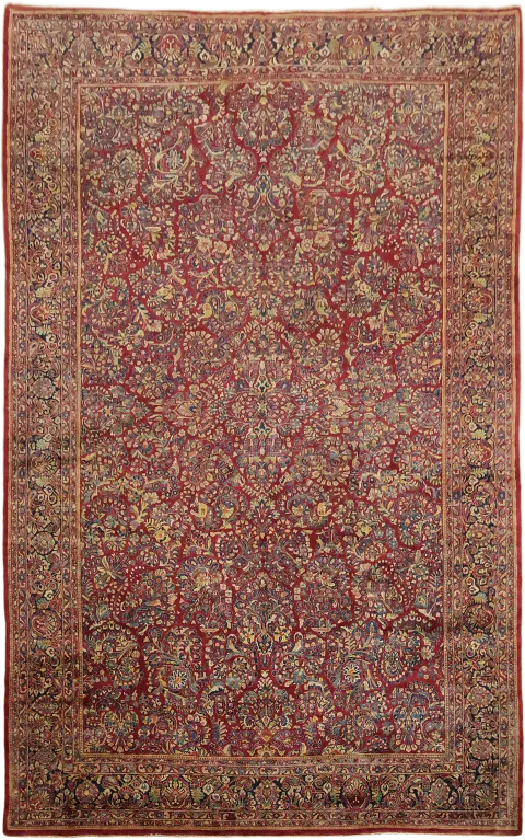 Antique Vegetable Dye Sarouk Persian Large Wool Rug 12x19