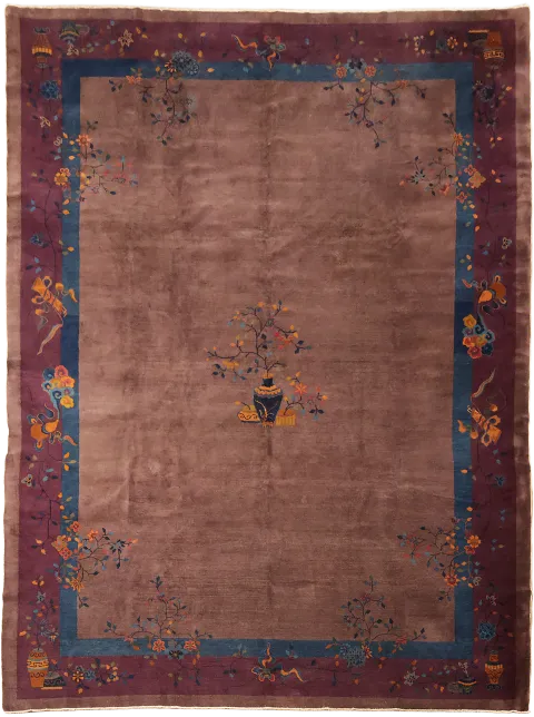 Antique Vegetable Dye Wool Art Deco Oriental Area Rug 10x13