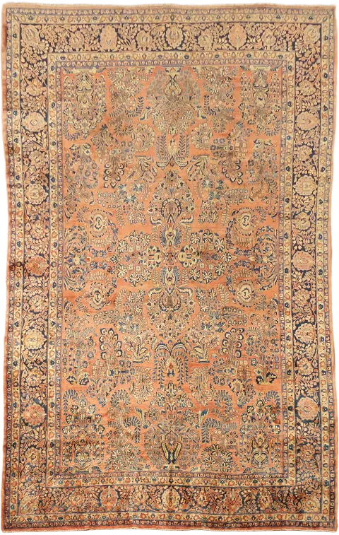 Vegetable Dye Antique Wool Sarouk Persian Large Rug 10x15