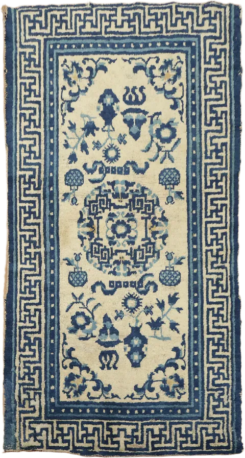 Antique Wool Art Deco Oriental Rug 3x5