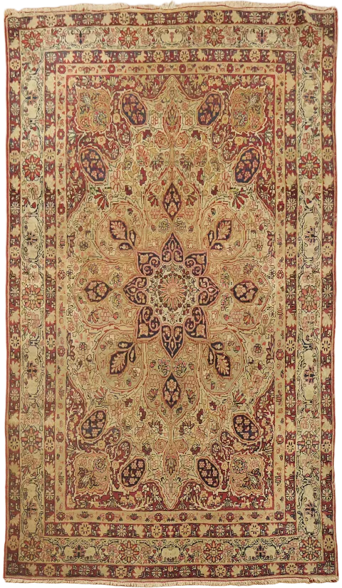 Pre-1900 Antique Kerman Ravar Persian Wool Rug 4x7