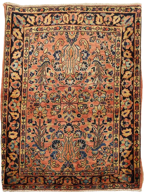 Vegetable Dye Vintage Floral Wool Sarouk Persian Foyer Rug 2x3