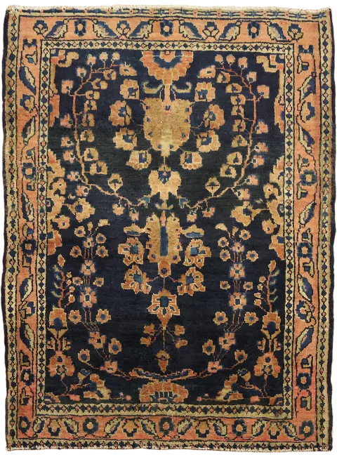 Blue Antique Tribal Wool Sarouk Persian Foyer Rug 2x3