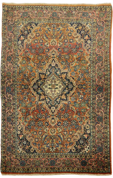 Vintage Floral Hamedan Persian Rug 4x6