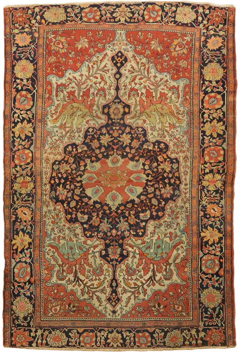 MUST SEE! Pre-1900 Antique Sarouk Farahan Persian Wool  Rug 4x7