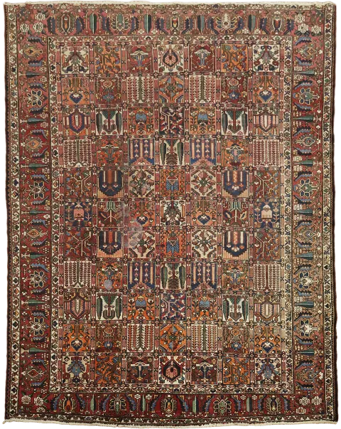 Vintage Wool Bakhtiari Persian Area Rug 10x13