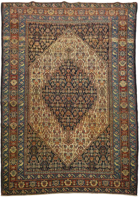 Pre-1900 Antique Vegetable Dye Wool Senneh Persian Rug 4x6