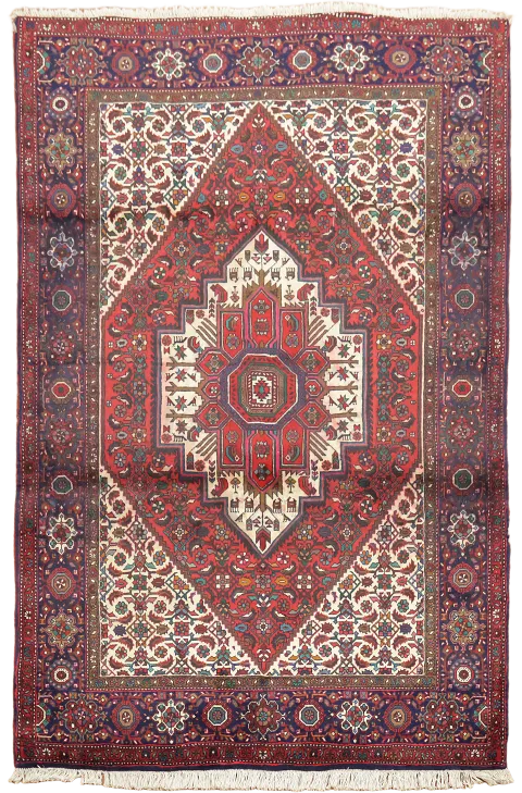 Vintage Zanjan Persian Wool Rug 4x6