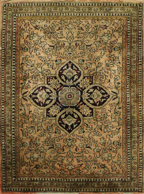 Silk Floral Qum Persian Foyer Rug 2x3