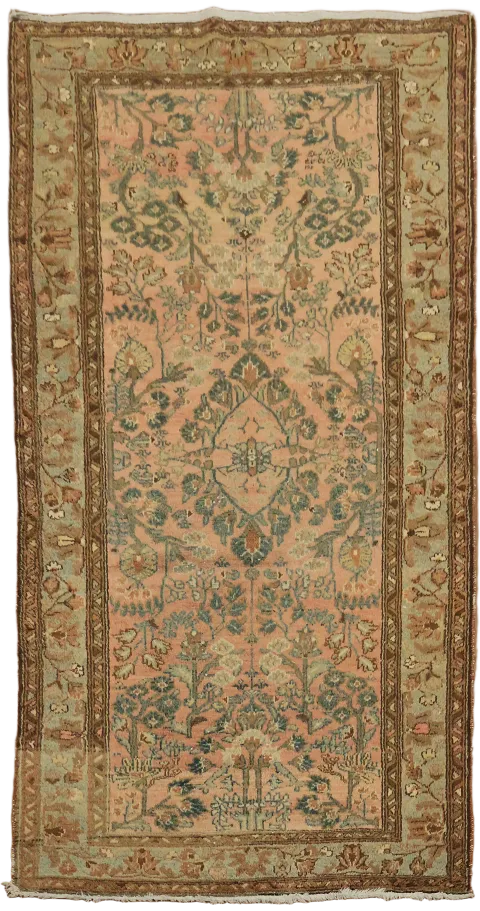 Old Floral Wool Persian Rug 4x7