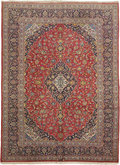 Vegetable Dye Kashan Persian Floral Wool Area Rug 9x12