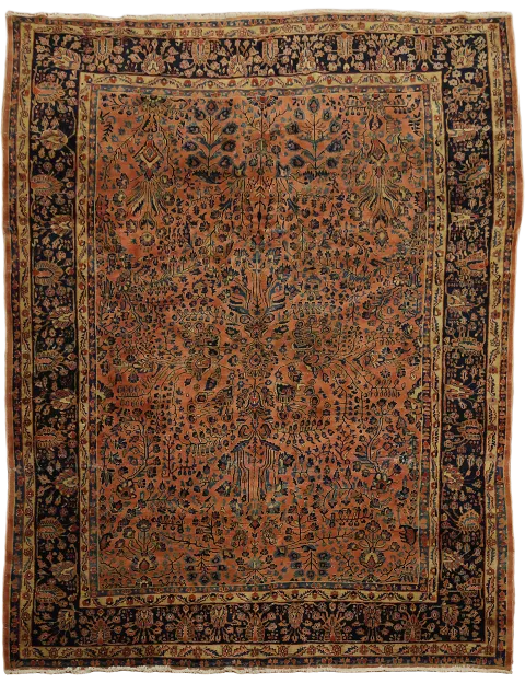 Antique Wool Tribal Sarouk Persian Area Rug 9x11