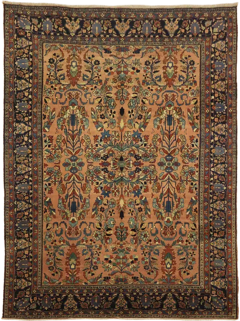 Pre 1900 Antique Wool Lilian Persian Area Rug 9x12