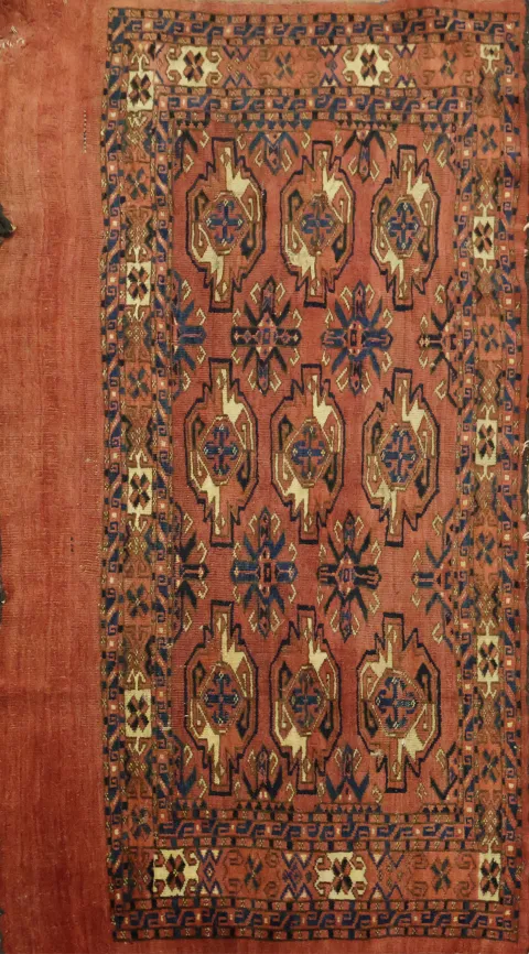 Antique Tribal Geometric Wool Turkoman Persian Rug 3x5