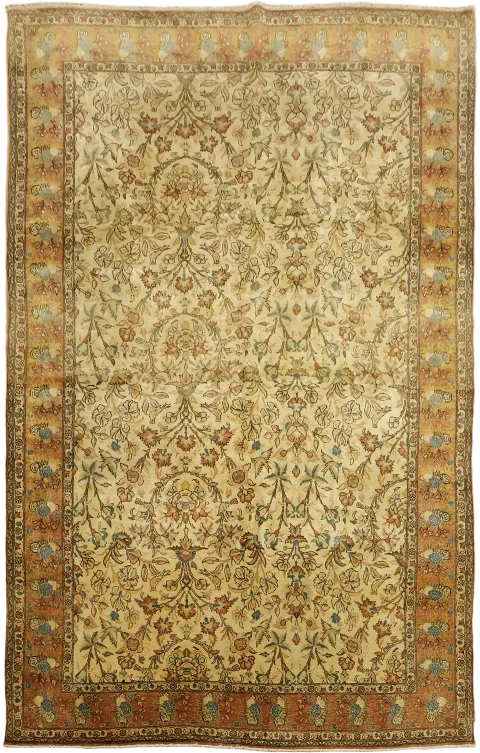 Vintage All Over Floral Wool Qum Persian Area Rug 6x10