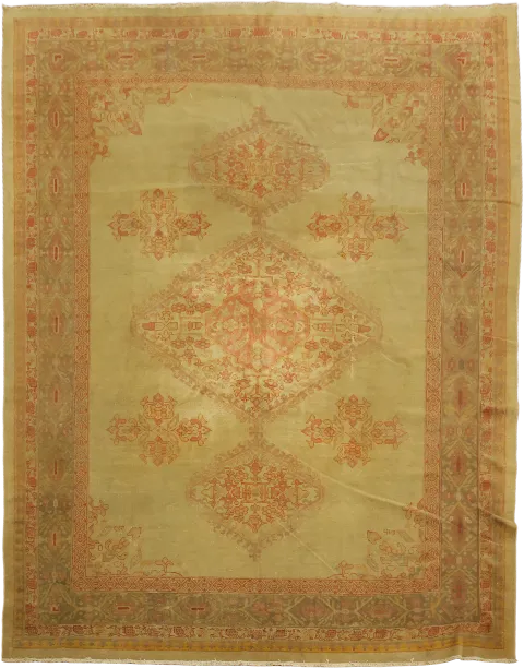 Antique Geometric Wool Oushak Turkish Area Rug 9x12