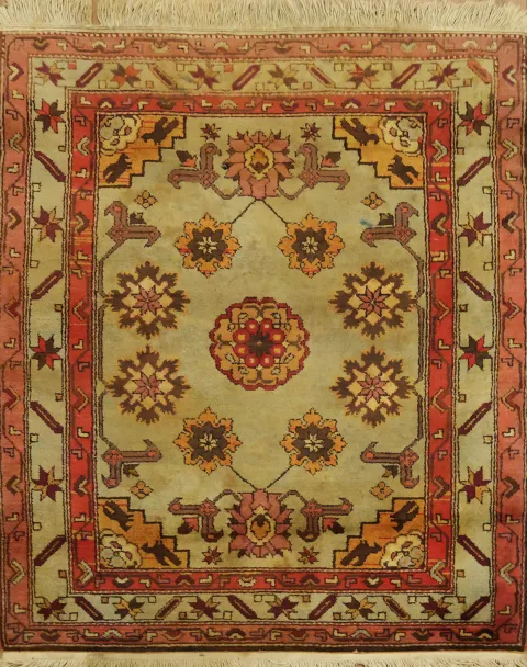 Vintage Oushak Wool Turkish Rug 3x4