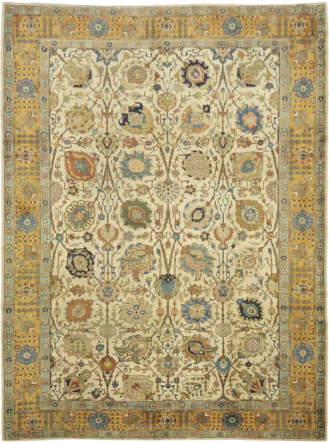 Old All Over Floral Wool Tabriz Persian Area Rug 9x12