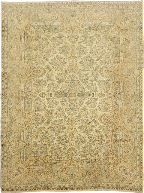 Top Quality Antique Vegetable Dye Wool Kerman Persian Large Rug 12x16