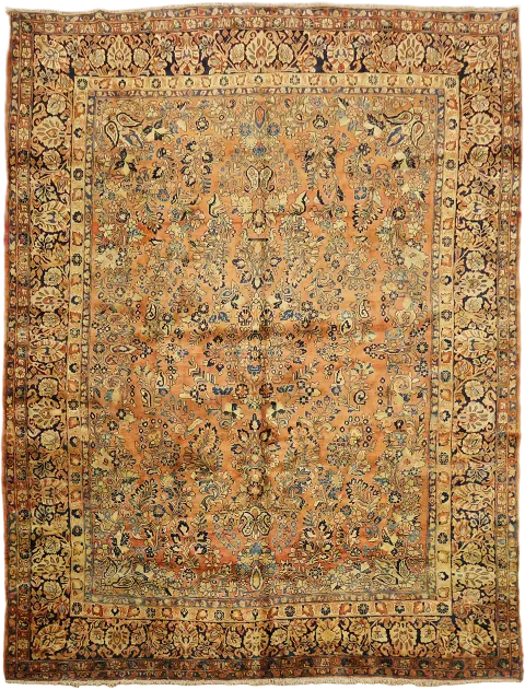 Vintage Tribal Floral Wool Sarouk Persian Area Rug 9x12