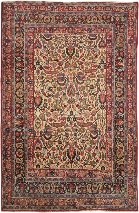 Stunning Antique Vegetable Dye Wool Mashad Persian Area Rug 7x10