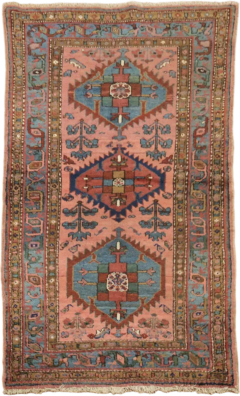 Old Geometric Vegetables Dye Wool Malayer Persian Rug 3x5