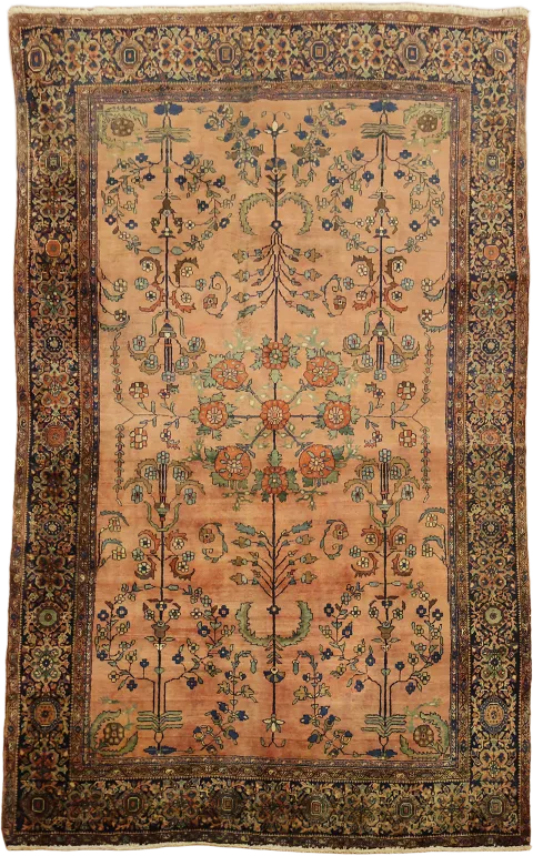 Antique Pre 1900 Vegetable Dye Wool Sarouk Persian Rug 4x6