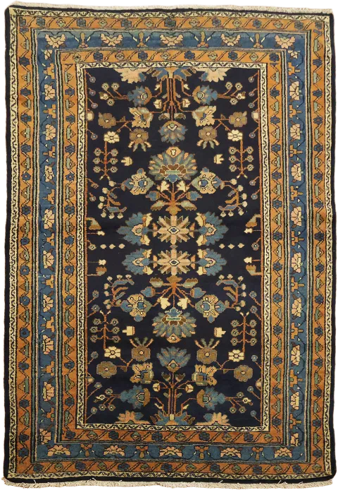 Old Blue Tribal Wool Lilian Persian Rug 4x6