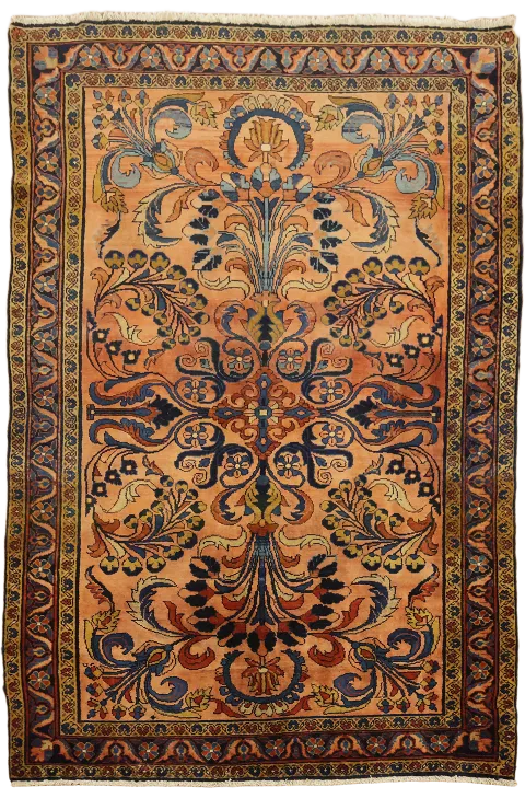 Antique Tribal Floral Wool Lilian Persian Area Rug 5x8