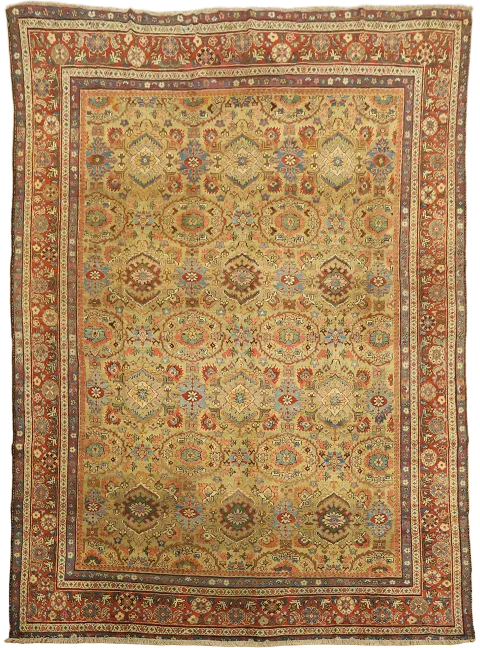 Antique Vegetable Dye Wool Sultanabad Persian Area Rug 9x12