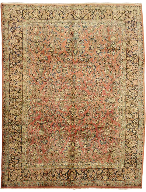 Vintage Floral Wool Sarouk Persian Area Rug 9x12