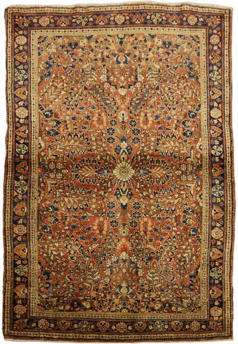 Vintage Wool Floral Sarouk Persian Rug 3x5