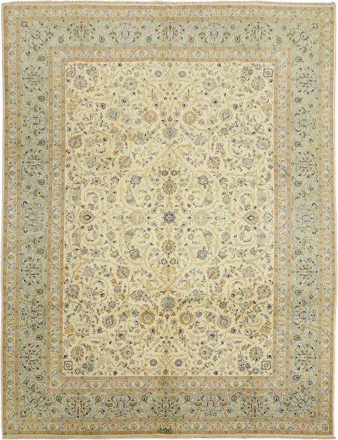 Vintage Floral Wool Kashan Persian Area Rug 10x13
