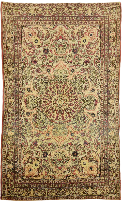 Antique Wool Kerman Ravar Persian Rug 4x7