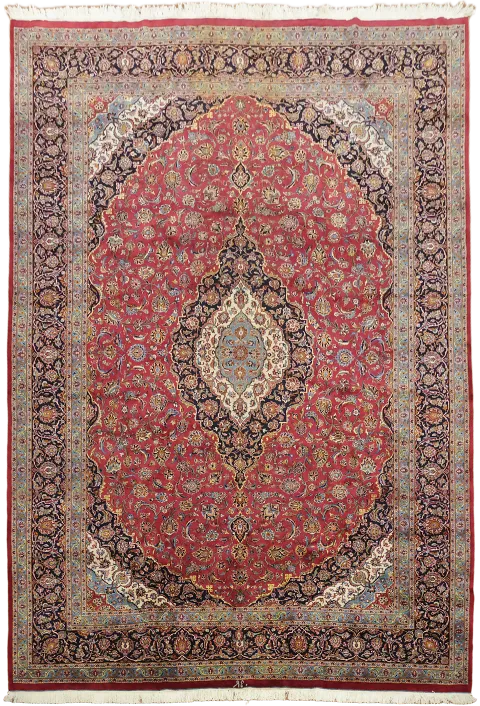 Vintage Floral Wool Kashan Persian Large Rug 13x19