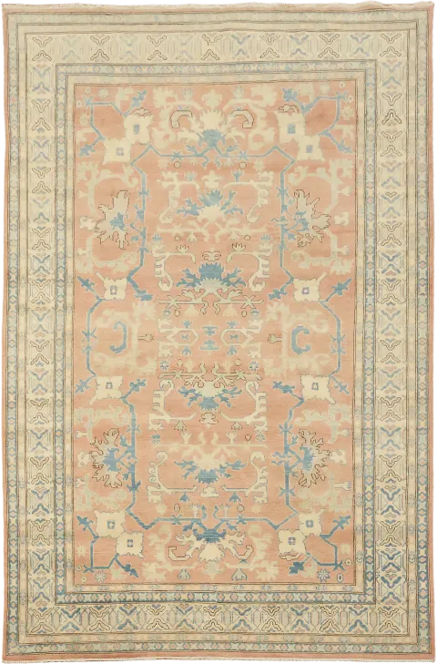 Elegant Kazak Peach Terracotta and Blue Area Rug  8'x13'