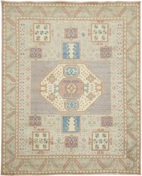 Traditional Geometric Kazak Pakistani Hand-made Area Rug 8x10