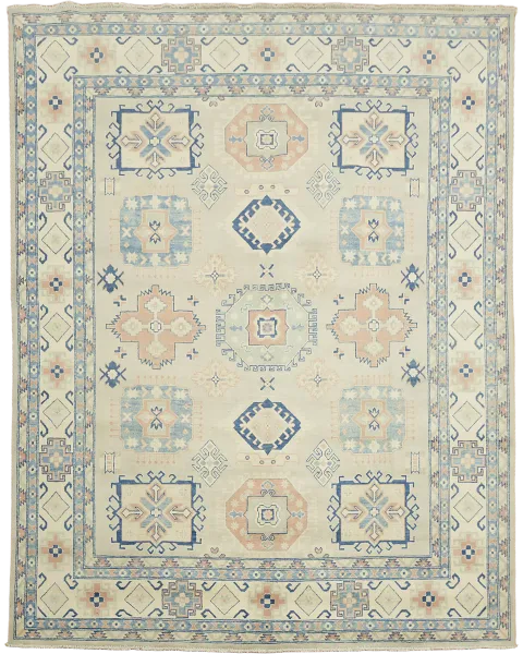 South-western Style Pale Green and Blue Kazak Handmade Rug 8'x10'