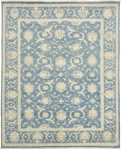 Blue Vegetables Dye Wool Traditional Oushak Area Rug 9x12