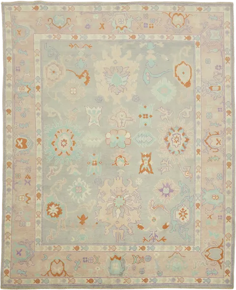 Traditional Oushak Area Geometric Wool Rug 8x10